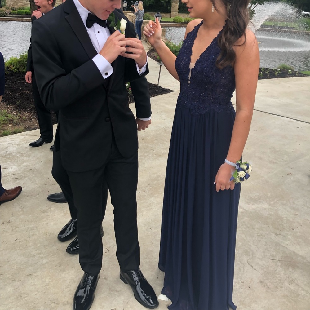 Navy Halter Long Dress